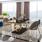 Traditional Luxury Dining Table Rectangle Sintered Stone Table with Gold Frame Clearhalo ' dining_table' 'Dining Tables & Seating' 'Dining Tables' 'furn' 'furn_dining_table' 'Furniture' 'furniture_dining_table' 'Kitchen & Dining Furniture' 'kitchen&dining_furn' 'kitchen' 'kitchen_dining_table' 4342952