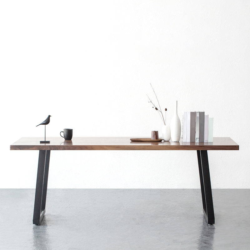 Rectangle Industrial Style Dining Table Wood Fixed Table with Solid Wood Double Pedestal 47.2"L x 23.6"W x 29.5"H Without Chairs Clearhalo ' dining_table' 'Dining Tables & Seating' 'Dining Tables' 'furn' 'furn_dining_table' 'Furniture' 'furniture_dining_table' 'Kitchen & Dining Furniture' 'kitchen&dining_furn' 'kitchen' 'kitchen_dining_table' 4342956