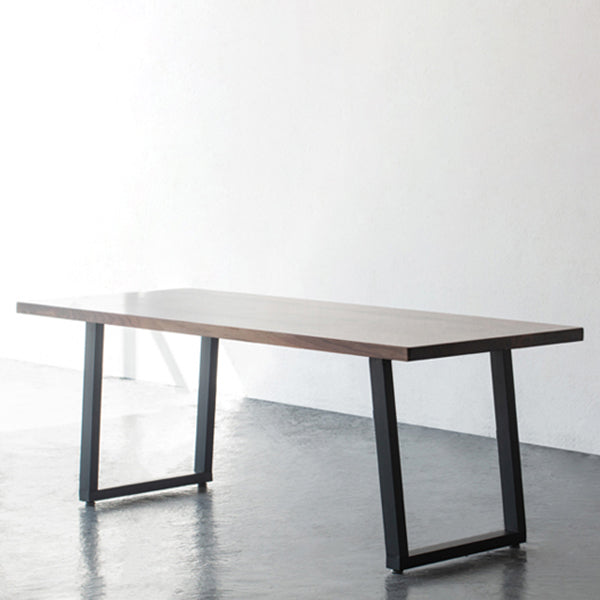 Rectangle Industrial Style Dining Table Wood Fixed Table with Solid Wood Double Pedestal 55.1"L x 27.6"W x 29.5"H Without Chairs Clearhalo ' dining_table' 'Dining Tables & Seating' 'Dining Tables' 'furn' 'furn_dining_table' 'Furniture' 'furniture_dining_table' 'Kitchen & Dining Furniture' 'kitchen&dining_furn' 'kitchen' 'kitchen_dining_table' 4342959