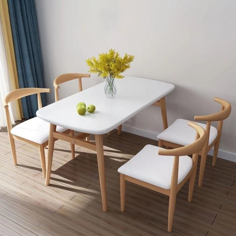 Industrial MDF Standard Dining Table Rectangle Kitchen Dining Table with 4 Legs White 47.2"L x 23.6"W x 29.5"H Without Chairs Clearhalo ' dining_table' 'Dining Tables & Seating' 'Dining Tables' 'furn' 'furn_dining_table' 'Furniture' 'furniture_dining_table' 'Kitchen & Dining Furniture' 'kitchen&dining_furn' 'kitchen' 'kitchen_dining_table' 4343025