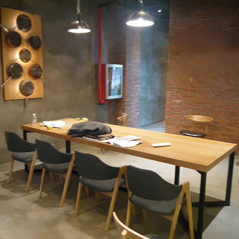 Industrial Rectangle Dining Table Solid Wood Trestle Base Dining Table 63"L x 27.6"W x 29.5"H Without Chairs Clearhalo ' dining_table' 'Dining Tables & Seating' 'Dining Tables' 'furn' 'furn_dining_table' 'Furniture' 'furniture_dining_table' 'Kitchen & Dining Furniture' 'kitchen&dining_furn' 'kitchen' 'kitchen_dining_table' 4343059