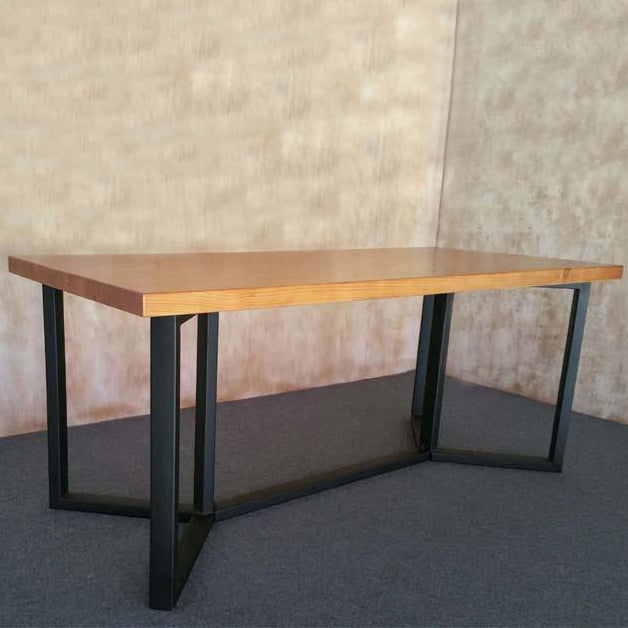 Industrial Rectangle Dining Table Solid Wood Trestle Base Dining Table Clearhalo ' dining_table' 'Dining Tables & Seating' 'Dining Tables' 'furn' 'furn_dining_table' 'Furniture' 'furniture_dining_table' 'Kitchen & Dining Furniture' 'kitchen&dining_furn' 'kitchen' 'kitchen_dining_table' 4343064