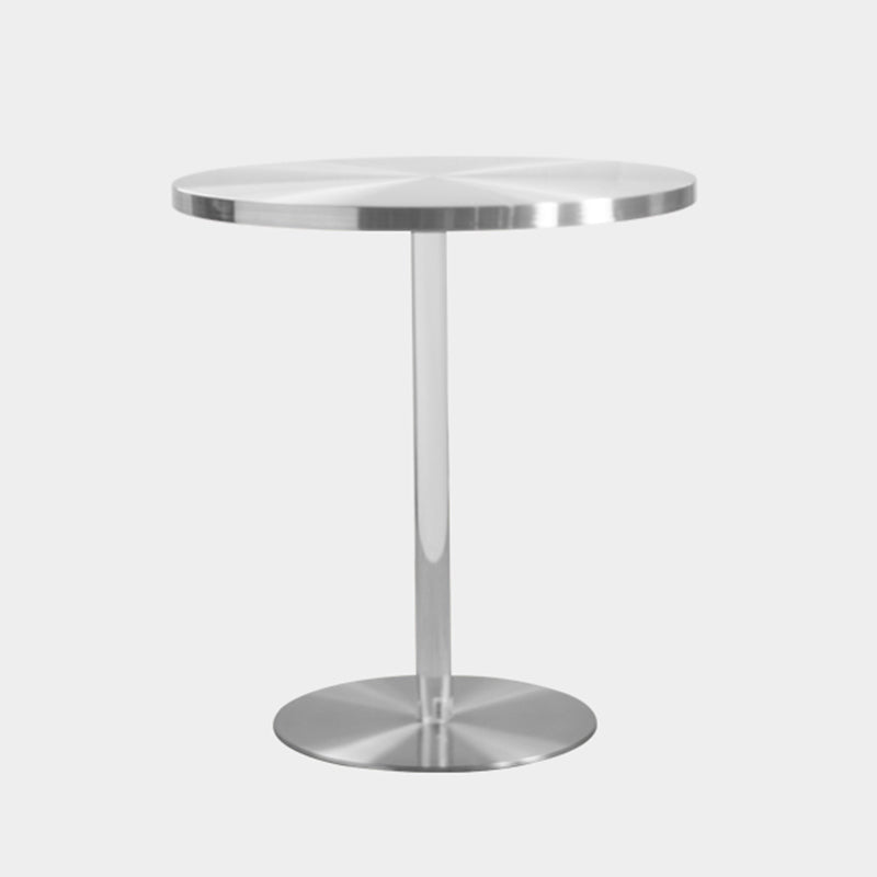 Tulip Base Industrial Dining Table Silver Stainless Steel Fixed Table Round Clear Clearhalo ' dining_table' 'Dining Tables & Seating' 'Dining Tables' 'furn' 'furn_dining_table' 'Furniture' 'furniture_dining_table' 'Kitchen & Dining Furniture' 'kitchen&dining_furn' 'kitchen' 'kitchen_dining_table' 4343075