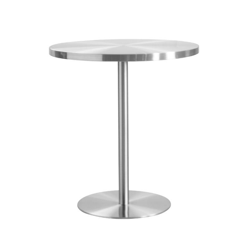 Tulip Base Industrial Dining Table Silver Stainless Steel Fixed Table Round Silver 31.5"L x 31.5"W x 28.7"H Clearhalo ' dining_table' 'Dining Tables & Seating' 'Dining Tables' 'furn' 'furn_dining_table' 'Furniture' 'furniture_dining_table' 'Kitchen & Dining Furniture' 'kitchen&dining_furn' 'kitchen' 'kitchen_dining_table' 4343081