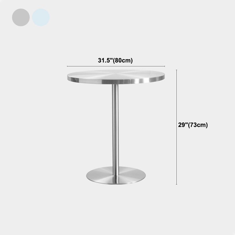 Tulip Base Industrial Dining Table Silver Stainless Steel Fixed Table Clearhalo ' dining_table' 'Dining Tables & Seating' 'Dining Tables' 'furn' 'furn_dining_table' 'Furniture' 'furniture_dining_table' 'Kitchen & Dining Furniture' 'kitchen&dining_furn' 'kitchen' 'kitchen_dining_table' 4343093