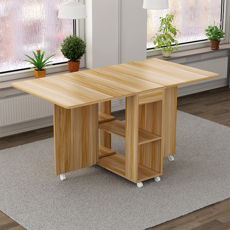Mid-Century Modern Dining Table Rectangle Drop-Leaf Dining Table for Home Use Clearhalo ' dining_table' 'Dining Tables & Seating' 'Dining Tables' 'furn' 'furn_dining_table' 'Furniture' 'furniture_dining_table' 'Kitchen & Dining Furniture' 'kitchen&dining_furn' 'kitchen' 'kitchen_dining_table' 4343107