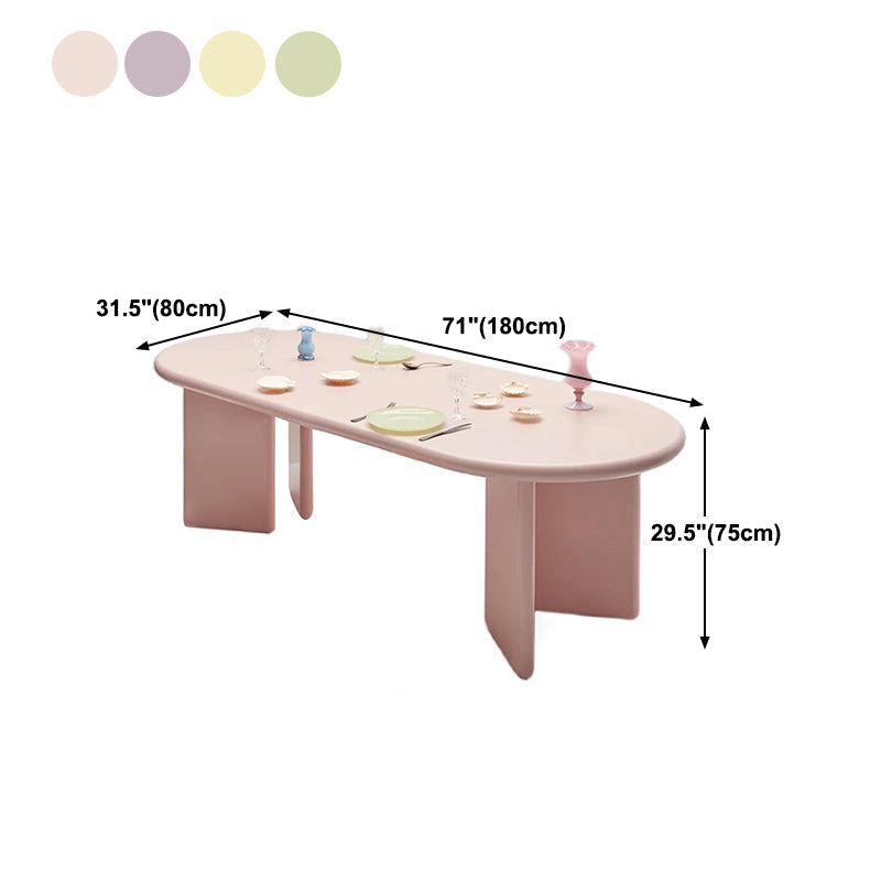 Modern Style Dining Table Oval Solid Wood Dining Table with Double Pedestal Base Clearhalo ' dining_table' 'Dining Tables & Seating' 'Dining Tables' 'furn' 'furn_dining_table' 'Furniture' 'furniture_dining_table' 'Kitchen & Dining Furniture' 'kitchen&dining_furn' 'kitchen' 'kitchen_dining_table' 4343125