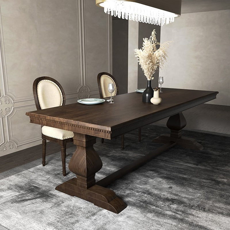 Mid-Century Modern Rectangle Table Solid Wood Dining Table with Trestle Base Walnut 78.7"L x 31.5"W x 29.5"H Without Chairs Clearhalo ' dining_table' 'Dining Tables & Seating' 'Dining Tables' 'furn' 'furn_dining_table' 'Furniture' 'furniture_dining_table' 'Kitchen & Dining Furniture' 'kitchen&dining_furn' 'kitchen' 'kitchen_dining_table' 4343130