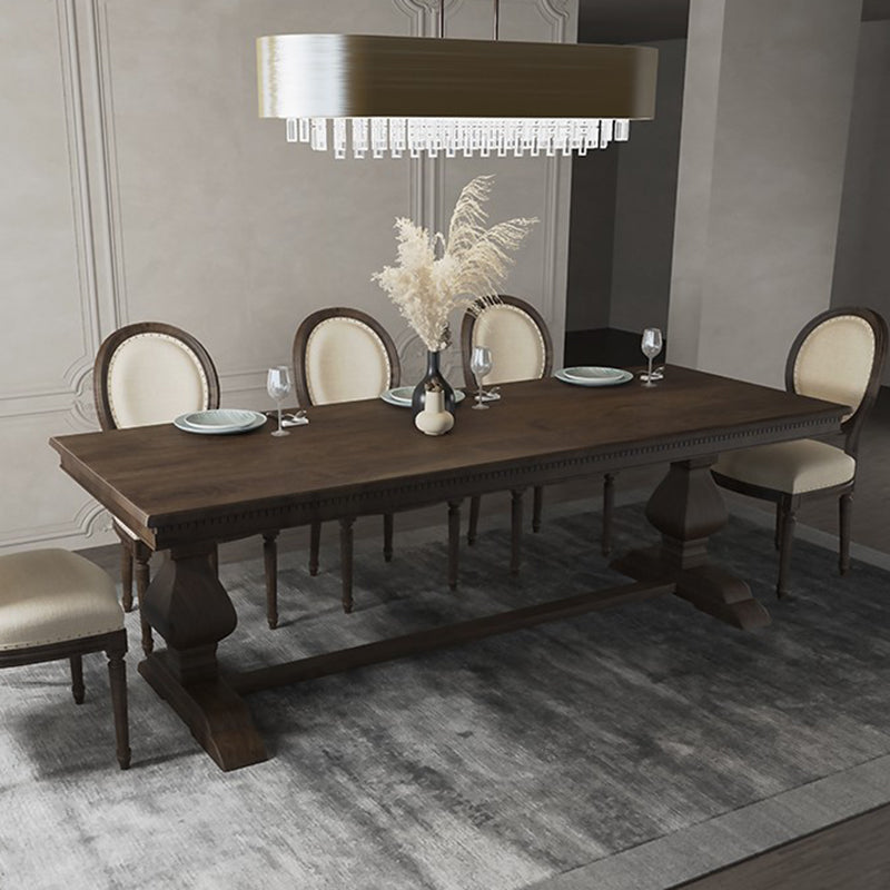 Mid-Century Modern Rectangle Table Solid Wood Dining Table with Trestle Base Walnut 63"L x 31.5"W x 29.5"H Without Chairs Clearhalo ' dining_table' 'Dining Tables & Seating' 'Dining Tables' 'furn' 'furn_dining_table' 'Furniture' 'furniture_dining_table' 'Kitchen & Dining Furniture' 'kitchen&dining_furn' 'kitchen' 'kitchen_dining_table' 4343132