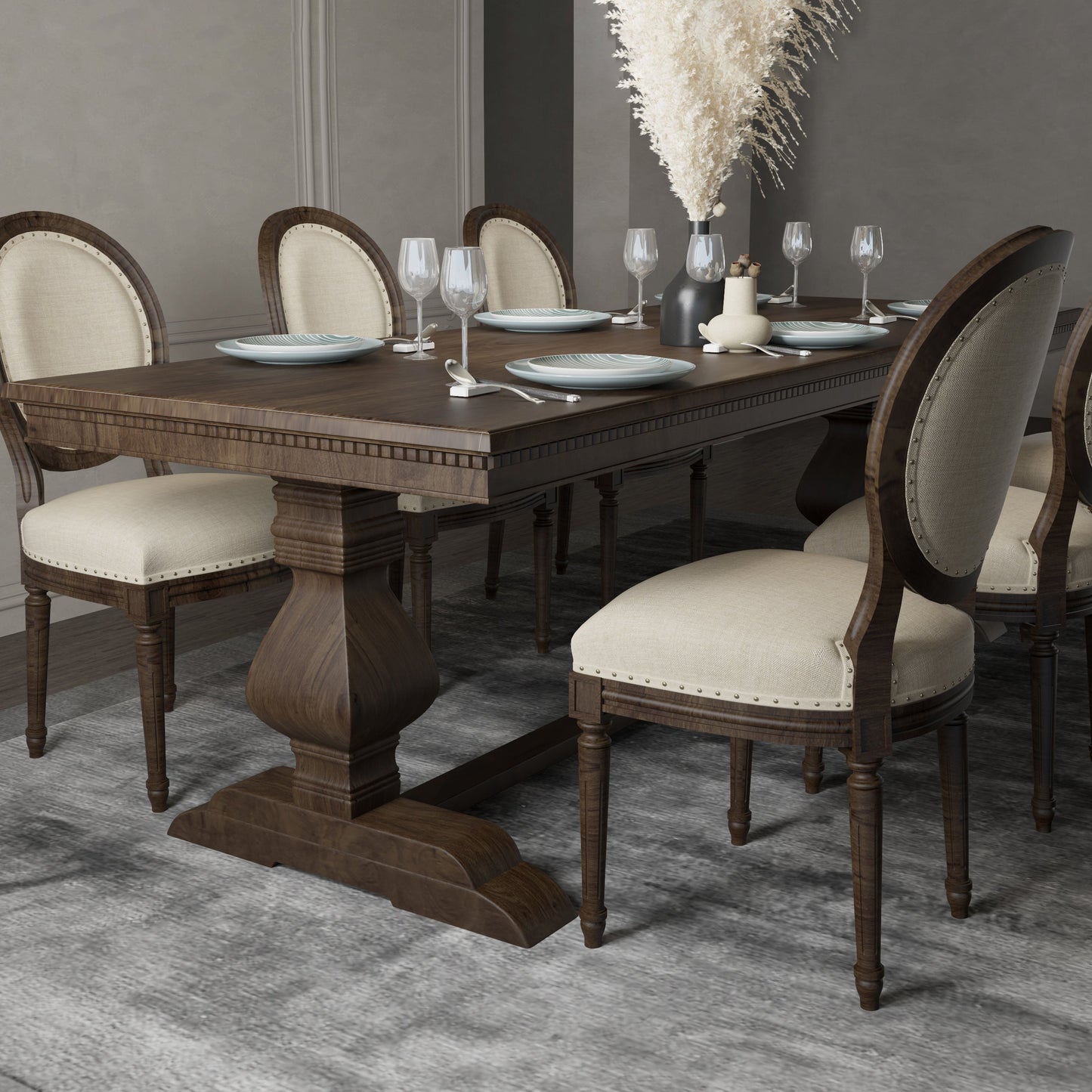 Mid-Century Modern Rectangle Table Solid Wood Dining Table with Trestle Base Clearhalo ' dining_table' 'Dining Tables & Seating' 'Dining Tables' 'furn' 'furn_dining_table' 'Furniture' 'furniture_dining_table' 'Kitchen & Dining Furniture' 'kitchen&dining_furn' 'kitchen' 'kitchen_dining_table' 4343138