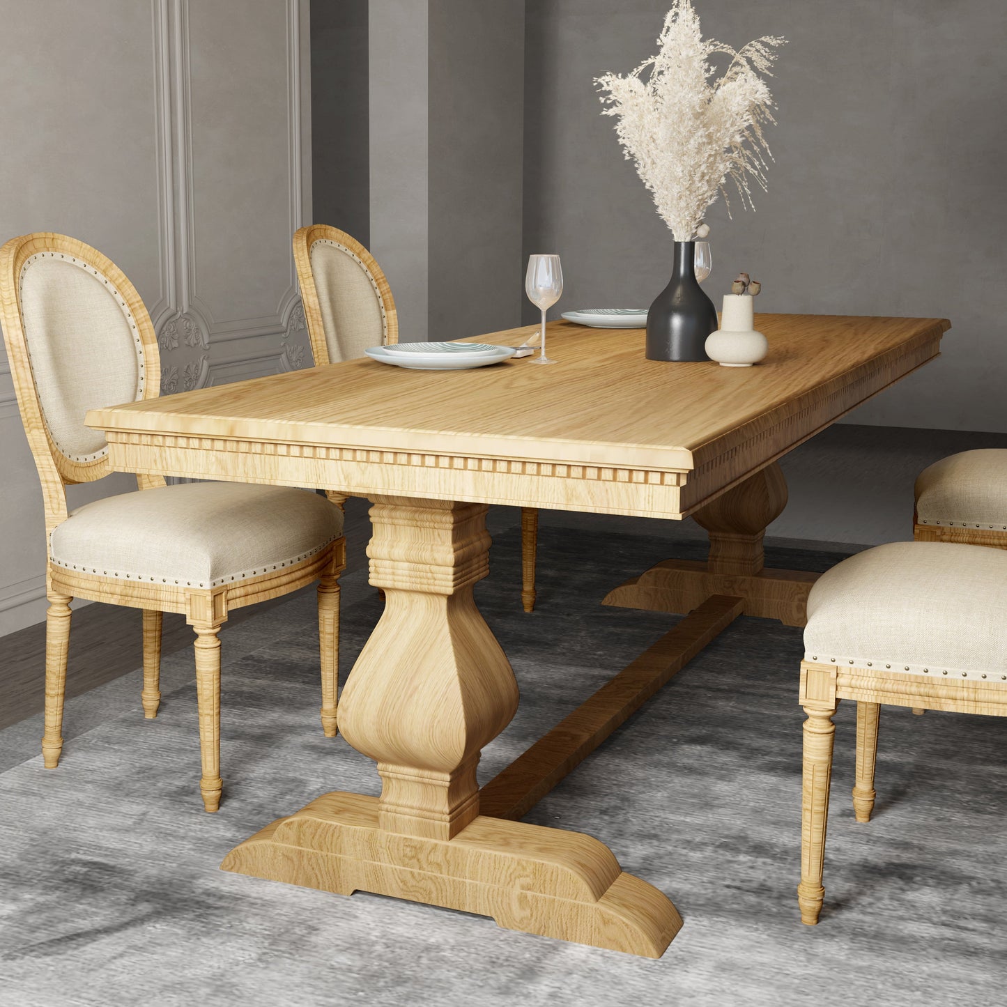 Mid-Century Modern Rectangle Table Solid Wood Dining Table with Trestle Base Clearhalo ' dining_table' 'Dining Tables & Seating' 'Dining Tables' 'furn' 'furn_dining_table' 'Furniture' 'furniture_dining_table' 'Kitchen & Dining Furniture' 'kitchen&dining_furn' 'kitchen' 'kitchen_dining_table' 4343139