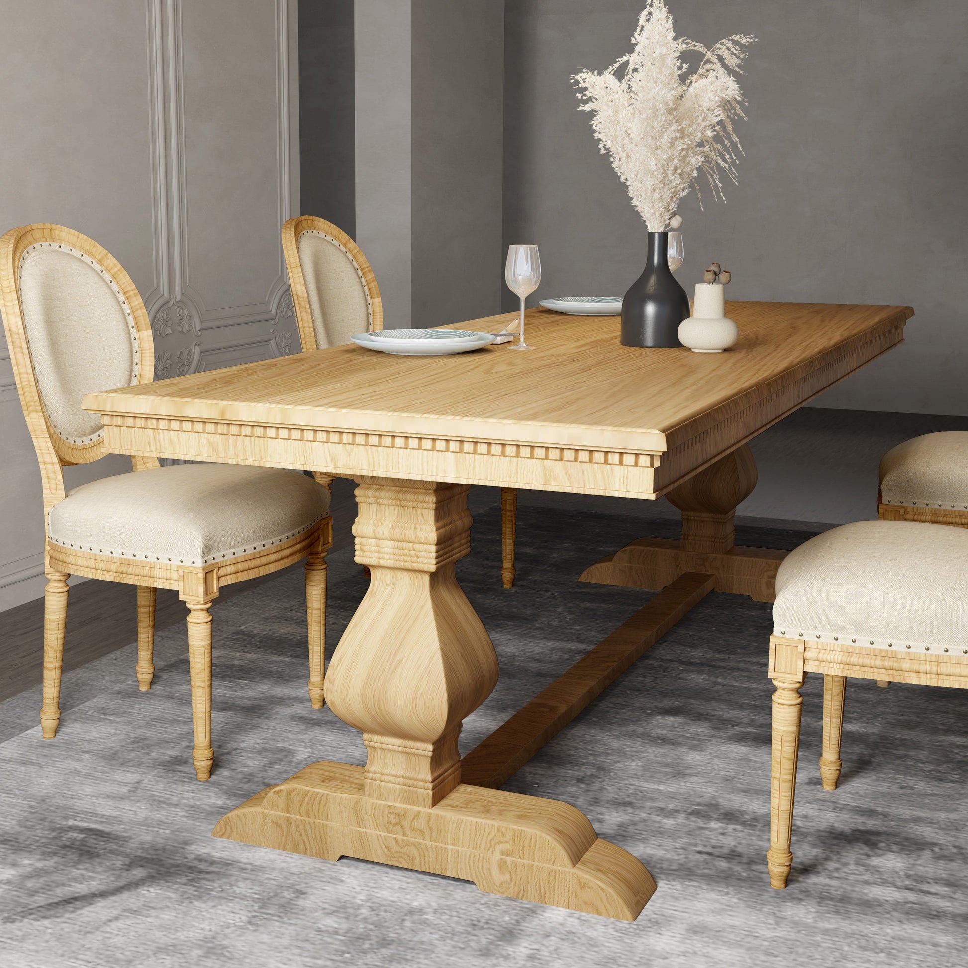 Mid-Century Modern Rectangle Table Solid Wood Dining Table with Trestle Base Clearhalo ' dining_table' 'Dining Tables & Seating' 'Dining Tables' 'furn' 'furn_dining_table' 'Furniture' 'furniture_dining_table' 'Kitchen & Dining Furniture' 'kitchen&dining_furn' 'kitchen' 'kitchen_dining_table' 4343139