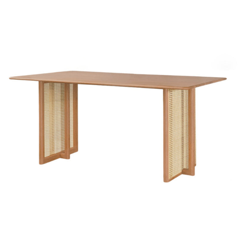 Rectangle Brown Dining Table Solid Wood Dining Table with Double Pedestal Base Clearhalo ' dining_table' 'Dining Tables & Seating' 'Dining Tables' 'furn' 'furn_dining_table' 'Furniture' 'furniture_dining_table' 'Kitchen & Dining Furniture' 'kitchen&dining_furn' 'kitchen' 'kitchen_dining_table' 4343148