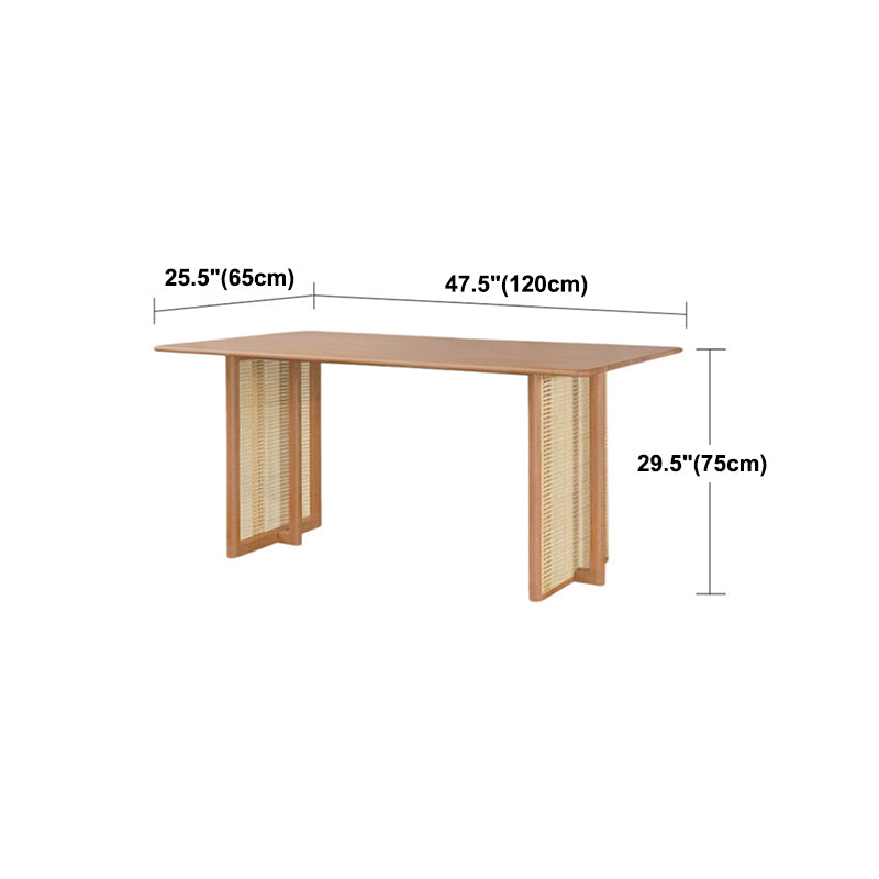 Rectangle Brown Dining Table Solid Wood Dining Table with Double Pedestal Base Clearhalo ' dining_table' 'Dining Tables & Seating' 'Dining Tables' 'furn' 'furn_dining_table' 'Furniture' 'furniture_dining_table' 'Kitchen & Dining Furniture' 'kitchen&dining_furn' 'kitchen' 'kitchen_dining_table' 4343156