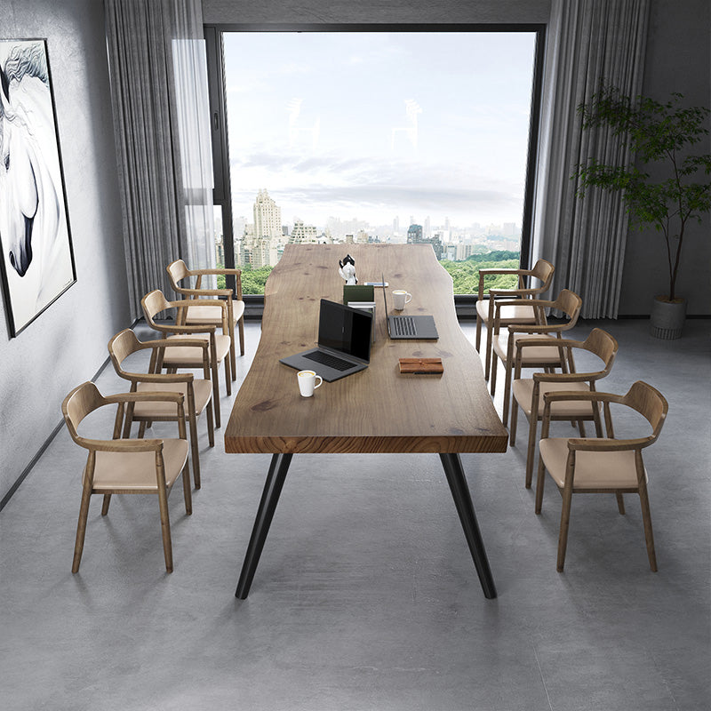 Rectangle 4 Legs Industrial Dining Table Solid Wood Fixed Dining Table 70.9"L x 27.6"W x 29.5"H Without Chairs Clearhalo ' dining_table' 'Dining Tables & Seating' 'Dining Tables' 'furn' 'furn_dining_table' 'Furniture' 'furniture_dining_table' 'Kitchen & Dining Furniture' 'kitchen&dining_furn' 'kitchen' 'kitchen_dining_table' 4343163