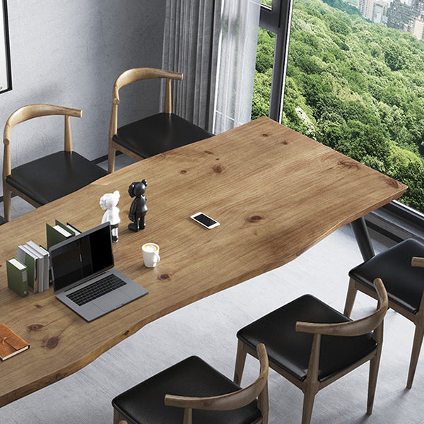 Rectangle 4 Legs Industrial Dining Table Solid Wood Fixed Dining Table Clearhalo ' dining_table' 'Dining Tables & Seating' 'Dining Tables' 'furn' 'furn_dining_table' 'Furniture' 'furniture_dining_table' 'Kitchen & Dining Furniture' 'kitchen&dining_furn' 'kitchen' 'kitchen_dining_table' 4343165