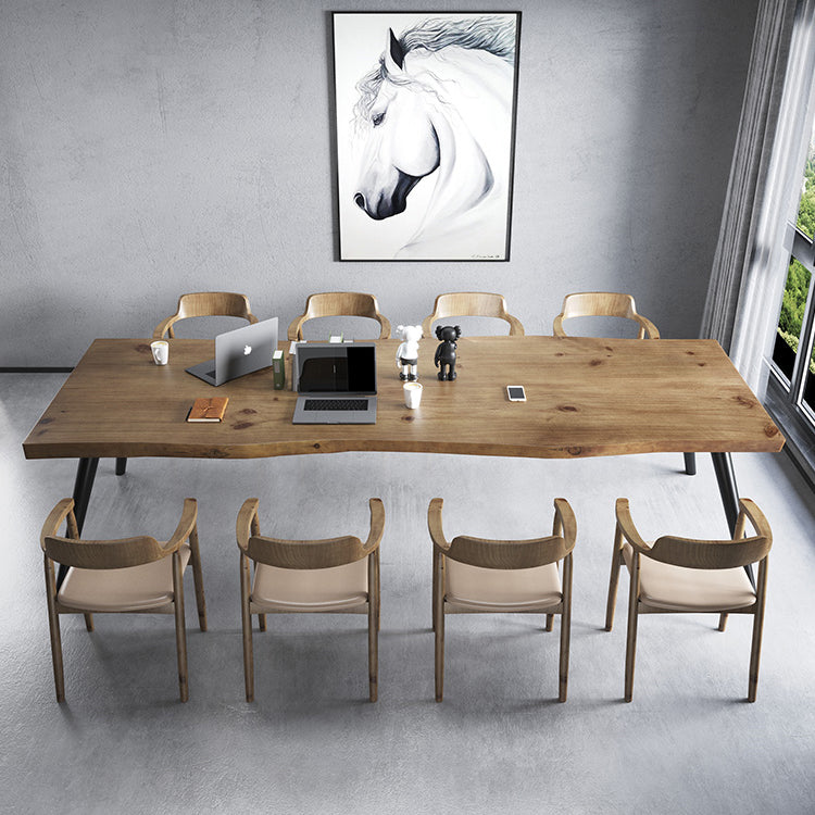 Rectangle 4 Legs Industrial Dining Table Solid Wood Fixed Dining Table Clearhalo ' dining_table' 'Dining Tables & Seating' 'Dining Tables' 'furn' 'furn_dining_table' 'Furniture' 'furniture_dining_table' 'Kitchen & Dining Furniture' 'kitchen&dining_furn' 'kitchen' 'kitchen_dining_table' 4343170