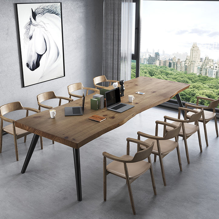 Rectangle 4 Legs Industrial Dining Table Solid Wood Fixed Dining Table Clearhalo ' dining_table' 'Dining Tables & Seating' 'Dining Tables' 'furn' 'furn_dining_table' 'Furniture' 'furniture_dining_table' 'Kitchen & Dining Furniture' 'kitchen&dining_furn' 'kitchen' 'kitchen_dining_table' 4343171