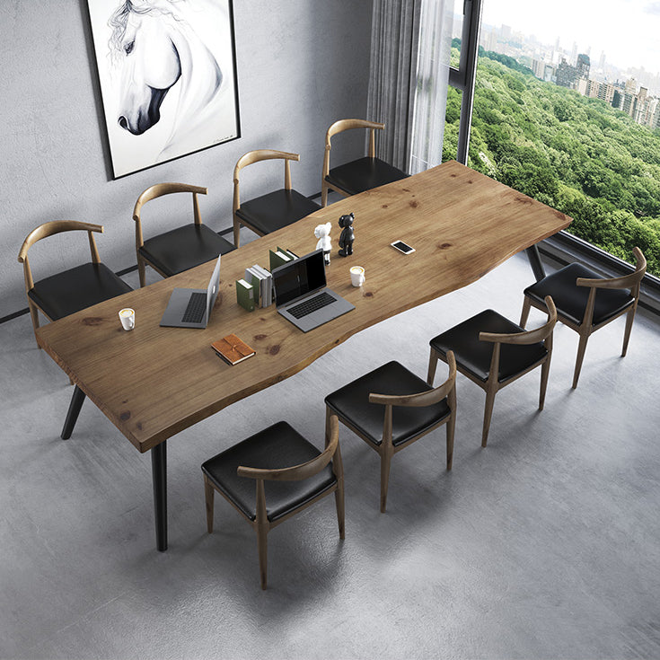 Rectangle 4 Legs Industrial Dining Table Solid Wood Fixed Dining Table Clearhalo ' dining_table' 'Dining Tables & Seating' 'Dining Tables' 'furn' 'furn_dining_table' 'Furniture' 'furniture_dining_table' 'Kitchen & Dining Furniture' 'kitchen&dining_furn' 'kitchen' 'kitchen_dining_table' 4343172