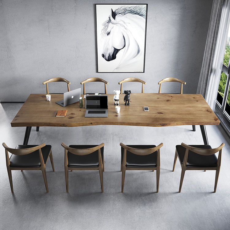 Rectangle 4 Legs Industrial Dining Table Solid Wood Fixed Dining Table Clearhalo ' dining_table' 'Dining Tables & Seating' 'Dining Tables' 'furn' 'furn_dining_table' 'Furniture' 'furniture_dining_table' 'Kitchen & Dining Furniture' 'kitchen&dining_furn' 'kitchen' 'kitchen_dining_table' 4343173