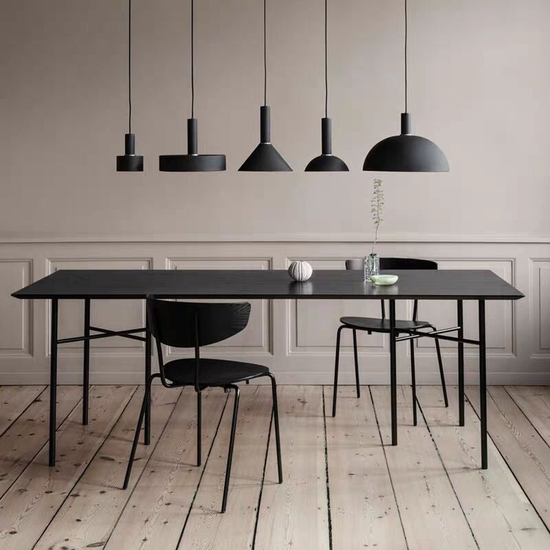Industrial Style Dining Table Rectangle Solid Wood Black Dining Table with 4 Legs 63"L x 27.6"W x 29.5"H Without Chairs Clearhalo ' dining_table' 'Dining Tables & Seating' 'Dining Tables' 'furn' 'furn_dining_table' 'Furniture' 'furniture_dining_table' 'Kitchen & Dining Furniture' 'kitchen&dining_furn' 'kitchen' 'kitchen_dining_table' 4343193