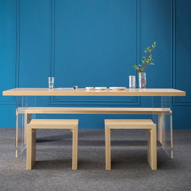 Industrial Solid Wood Dining Table Rectangle Standard Table with Double Pedestal Base 78.7"L x 31.5"W x 29.5"H Without Chairs Clearhalo ' dining_table' 'Dining Tables & Seating' 'Dining Tables' 'furn' 'furn_dining_table' 'Furniture' 'furniture_dining_table' 'Kitchen & Dining Furniture' 'kitchen&dining_furn' 'kitchen' 'kitchen_dining_table' 4343211