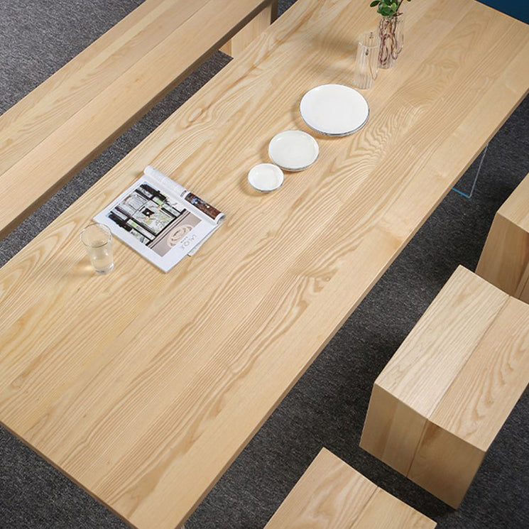 Industrial Solid Wood Dining Table Rectangle Standard Table with Double Pedestal Base Clearhalo ' dining_table' 'Dining Tables & Seating' 'Dining Tables' 'furn' 'furn_dining_table' 'Furniture' 'furniture_dining_table' 'Kitchen & Dining Furniture' 'kitchen&dining_furn' 'kitchen' 'kitchen_dining_table' 4343215