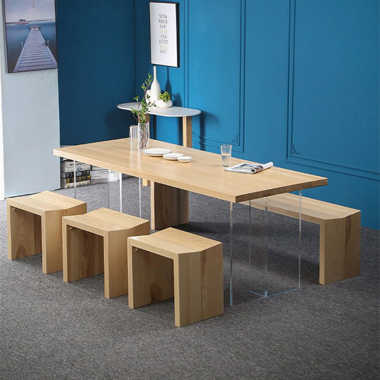 Industrial Solid Wood Dining Table Rectangle Standard Table with Double Pedestal Base Clearhalo ' dining_table' 'Dining Tables & Seating' 'Dining Tables' 'furn' 'furn_dining_table' 'Furniture' 'furniture_dining_table' 'Kitchen & Dining Furniture' 'kitchen&dining_furn' 'kitchen' 'kitchen_dining_table' 4343219