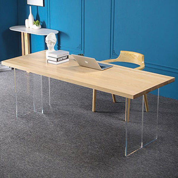 Industrial Solid Wood Dining Table Rectangle Standard Table with Double Pedestal Base Clearhalo ' dining_table' 'Dining Tables & Seating' 'Dining Tables' 'furn' 'furn_dining_table' 'Furniture' 'furniture_dining_table' 'Kitchen & Dining Furniture' 'kitchen&dining_furn' 'kitchen' 'kitchen_dining_table' 4343220