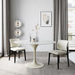 Contemporary Style Dinette Table Round Stone Furniture with Tulip Base Beige 39.4"L x 39.4"W x 29.1"H Without Chairs Clearhalo ' dining_table' 'Dining Tables & Seating' 'Dining Tables' 'furn' 'furn_dining_table' 'Furniture' 'furniture_dining_table' 'Kitchen & Dining Furniture' 'kitchen&dining_furn' 'kitchen' 'kitchen_dining_table' 4343230