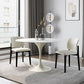 Contemporary Style Dinette Table Round Stone Furniture with Tulip Base Beige 43.3"L x 43.3"W x 29.1"H Without Chairs Clearhalo ' dining_table' 'Dining Tables & Seating' 'Dining Tables' 'furn' 'furn_dining_table' 'Furniture' 'furniture_dining_table' 'Kitchen & Dining Furniture' 'kitchen&dining_furn' 'kitchen' 'kitchen_dining_table' 4343231