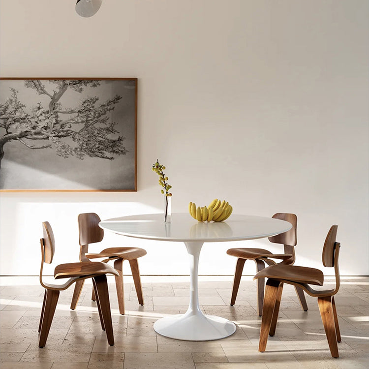 Contemporary Style Dinette Table Round Stone Furniture with Tulip Base Clearhalo ' dining_table' 'Dining Tables & Seating' 'Dining Tables' 'furn' 'furn_dining_table' 'Furniture' 'furniture_dining_table' 'Kitchen & Dining Furniture' 'kitchen&dining_furn' 'kitchen' 'kitchen_dining_table' 4343238