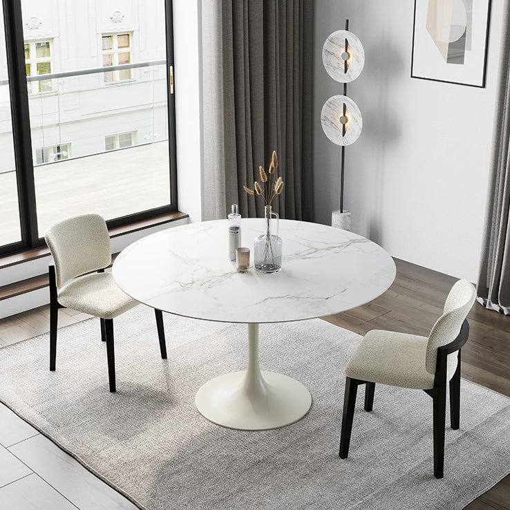 Contemporary Style Dinette Table Round Stone Furniture with Tulip Base Clearhalo ' dining_table' 'Dining Tables & Seating' 'Dining Tables' 'furn' 'furn_dining_table' 'Furniture' 'furniture_dining_table' 'Kitchen & Dining Furniture' 'kitchen&dining_furn' 'kitchen' 'kitchen_dining_table' 4343239