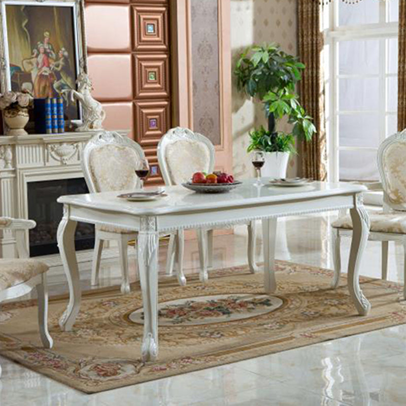Mid-Century Modern Solid Wood Dining Table Rectangle Standard Dining Table for Kitchen White 55.1"L x 31.5"W x 29.5"H Without Chairs Clearhalo ' dining_table' 'Dining Tables & Seating' 'Dining Tables' 'furn' 'furn_dining_table' 'Furniture' 'furniture_dining_table' 'Kitchen & Dining Furniture' 'kitchen&dining_furn' 'kitchen' 'kitchen_dining_table' 4343244