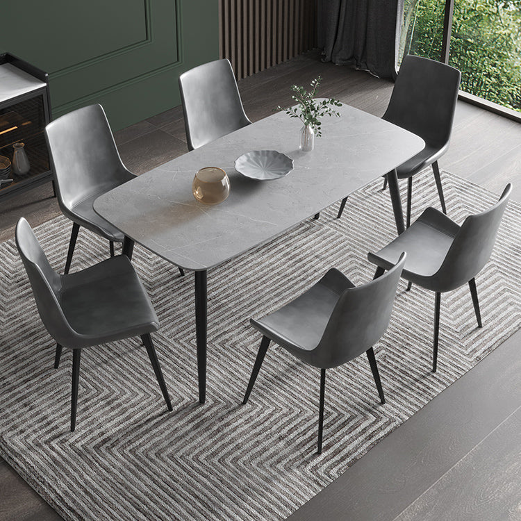 Contemporary Leather Dining Arm Chairs Solid Back Dining Side Chairs (Set of 2) Clearhalo ' kitchen&dining_furn' 'Dining Chairs' 'Dining Tables & Seating' 'dining_chair' 'furn' 'furn_dining_chair' 'Furniture' 'furniture_dining_chair' 'Kitchen & Dining Furniture' 'kitchen' 4343258