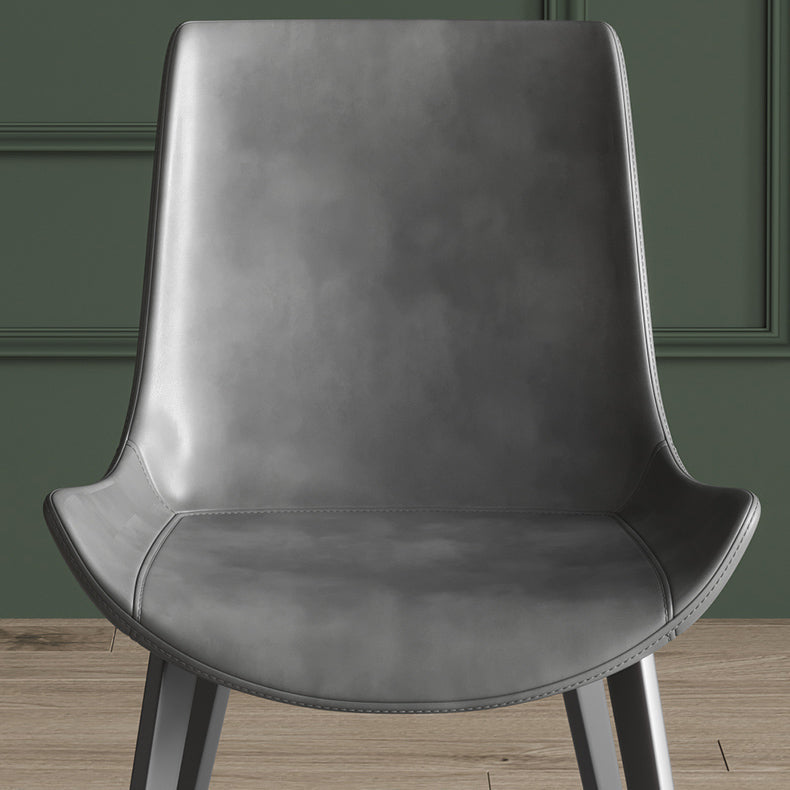 Contemporary Leather Dining Arm Chairs Solid Back Dining Side Chairs (Set of 2) Clearhalo ' kitchen&dining_furn' 'Dining Chairs' 'Dining Tables & Seating' 'dining_chair' 'furn' 'furn_dining_chair' 'Furniture' 'furniture_dining_chair' 'Kitchen & Dining Furniture' 'kitchen' 4343263