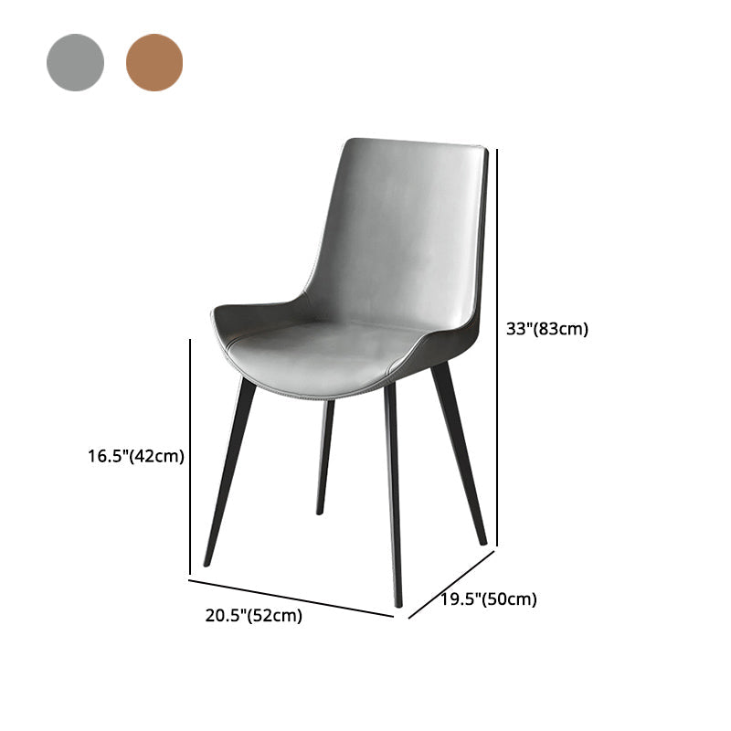 Contemporary Leather Dining Arm Chairs Solid Back Dining Side Chairs (Set of 2) Clearhalo ' kitchen&dining_furn' 'Dining Chairs' 'Dining Tables & Seating' 'dining_chair' 'furn' 'furn_dining_chair' 'Furniture' 'furniture_dining_chair' 'Kitchen & Dining Furniture' 'kitchen' 4343268