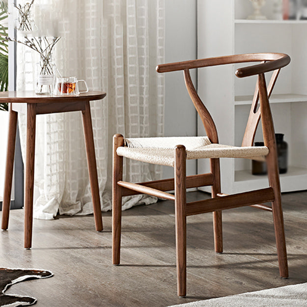 Contemporary Home Wood Arm Chair Natural Wishbone Dining Chair (Set of 2) Clearhalo ' kitchen&dining_furn' 'Dining Chairs' 'Dining Tables & Seating' 'dining_chair' 'furn' 'furn_dining_chair' 'Furniture' 'furniture_dining_chair' 'Kitchen & Dining Furniture' 'kitchen' 4343269