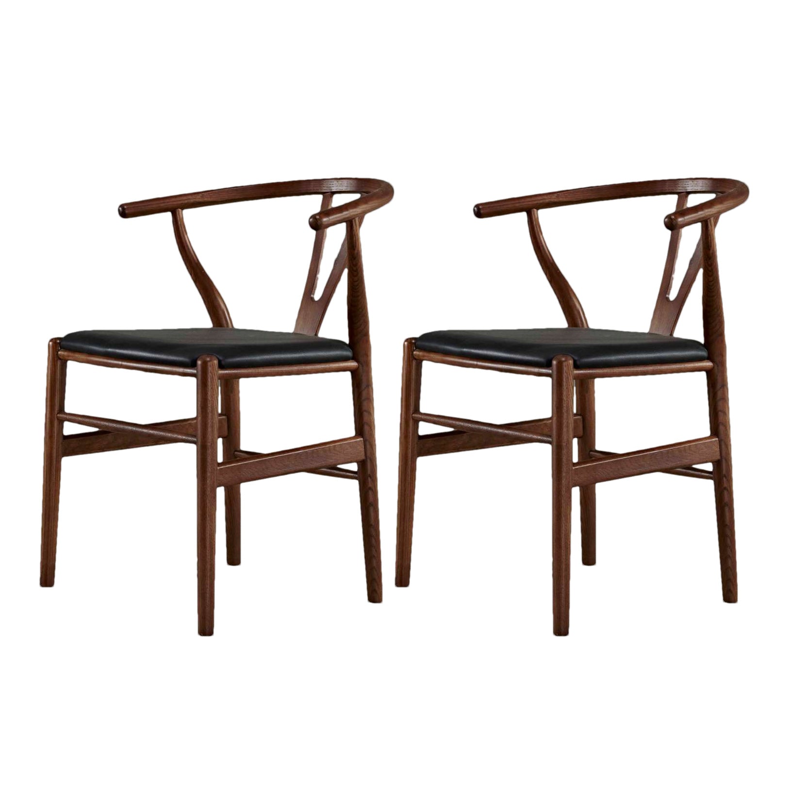 Contemporary Home Wood Arm Chair Natural Wishbone Dining Chair (Set of 2) Black Clearhalo ' kitchen&dining_furn' 'Dining Chairs' 'Dining Tables & Seating' 'dining_chair' 'furn' 'furn_dining_chair' 'Furniture' 'furniture_dining_chair' 'Kitchen & Dining Furniture' 'kitchen' 4343270