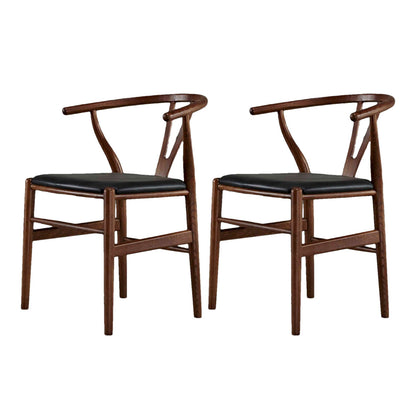 Contemporary Home Wood Arm Chair Natural Wishbone Dining Chair (Set of 2) Black Clearhalo ' kitchen&dining_furn' 'Dining Chairs' 'Dining Tables & Seating' 'dining_chair' 'furn' 'furn_dining_chair' 'Furniture' 'furniture_dining_chair' 'Kitchen & Dining Furniture' 'kitchen' 4343270