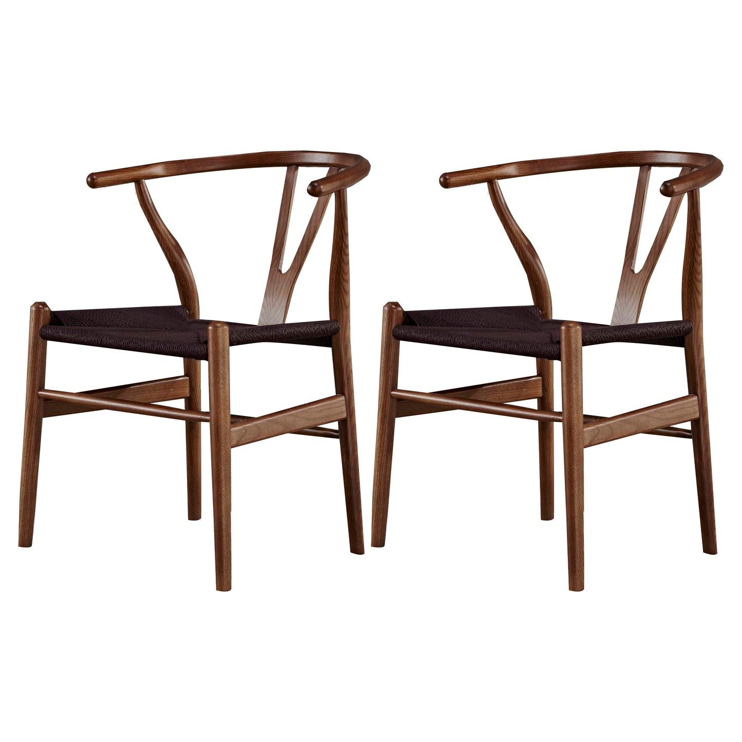 Contemporary Home Wood Arm Chair Natural Wishbone Dining Chair (Set of 2) Brown Clearhalo ' kitchen&dining_furn' 'Dining Chairs' 'Dining Tables & Seating' 'dining_chair' 'furn' 'furn_dining_chair' 'Furniture' 'furniture_dining_chair' 'Kitchen & Dining Furniture' 'kitchen' 4343272