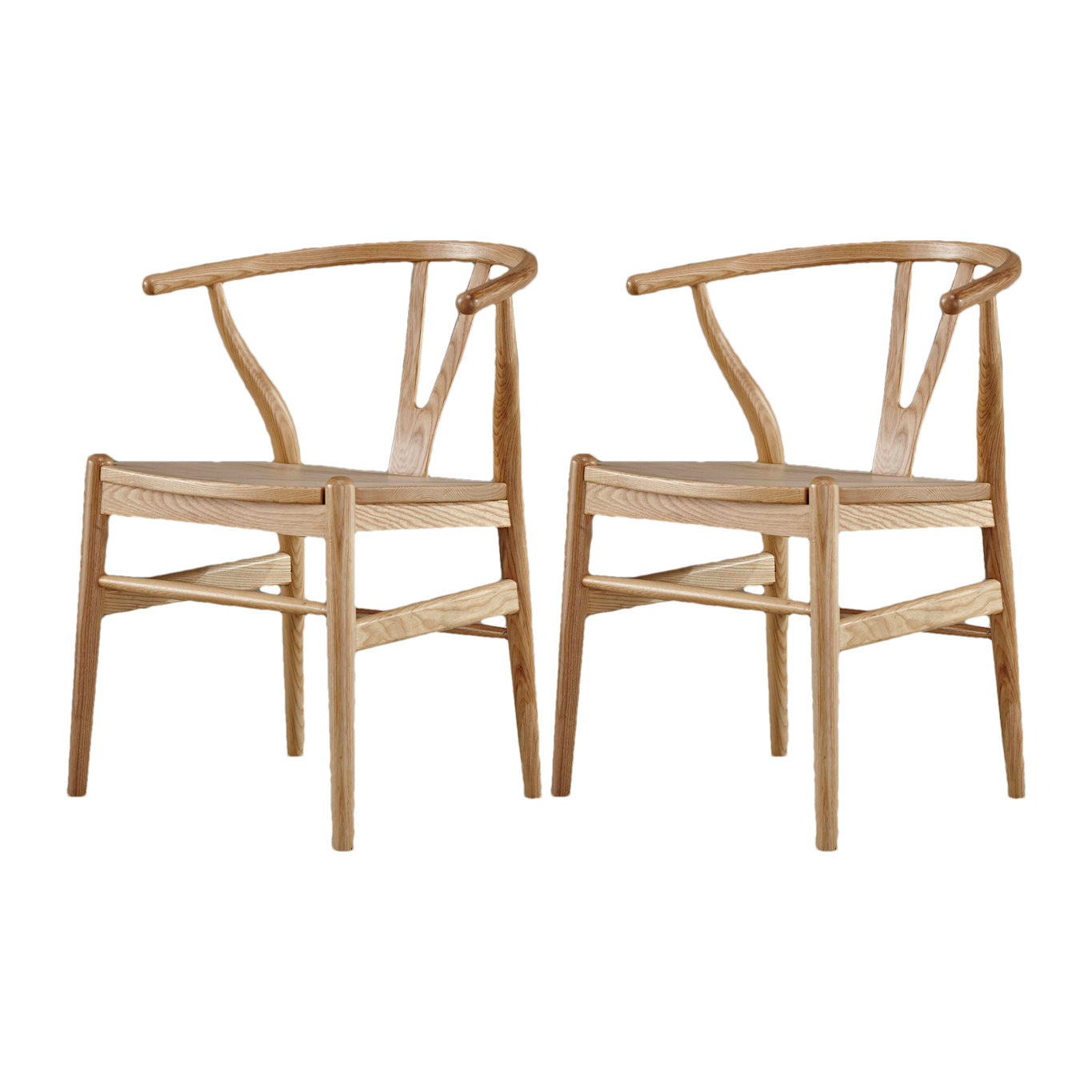 Contemporary Home Wood Arm Chair Natural Wishbone Dining Chair (Set of 2) Wood Clearhalo ' kitchen&dining_furn' 'Dining Chairs' 'Dining Tables & Seating' 'dining_chair' 'furn' 'furn_dining_chair' 'Furniture' 'furniture_dining_chair' 'Kitchen & Dining Furniture' 'kitchen' 4343274
