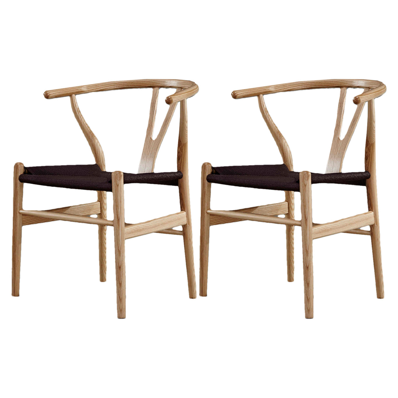 Contemporary Home Wood Arm Chair Natural Wishbone Dining Chair (Set of 2) Light Brown Clearhalo ' kitchen&dining_furn' 'Dining Chairs' 'Dining Tables & Seating' 'dining_chair' 'furn' 'furn_dining_chair' 'Furniture' 'furniture_dining_chair' 'Kitchen & Dining Furniture' 'kitchen' 4343275