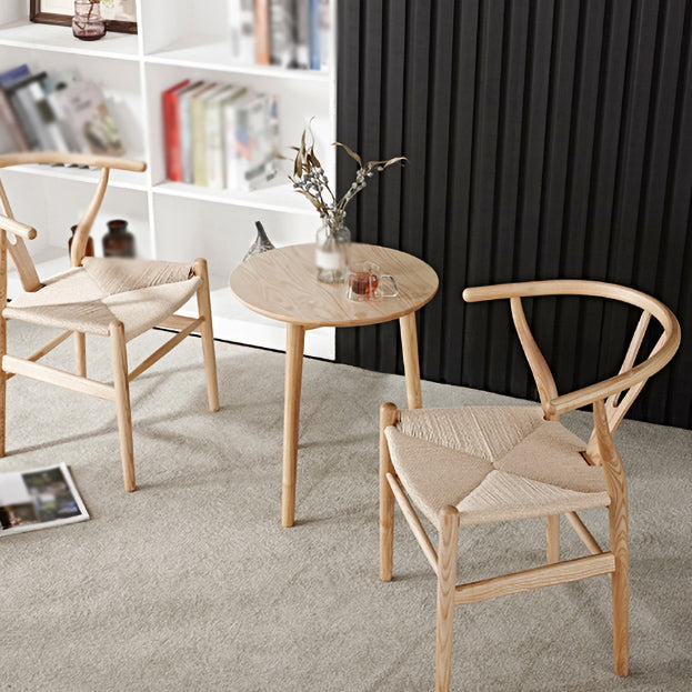 Contemporary Home Wood Arm Chair Natural Wishbone Dining Chair (Set of 2) Clearhalo ' kitchen&dining_furn' 'Dining Chairs' 'Dining Tables & Seating' 'dining_chair' 'furn' 'furn_dining_chair' 'Furniture' 'furniture_dining_chair' 'Kitchen & Dining Furniture' 'kitchen' 4343276