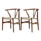 Contemporary Home Wood Arm Chair Natural Wishbone Dining Chair (Set of 2) Beige Clearhalo ' kitchen&dining_furn' 'Dining Chairs' 'Dining Tables & Seating' 'dining_chair' 'furn' 'furn_dining_chair' 'Furniture' 'furniture_dining_chair' 'Kitchen & Dining Furniture' 'kitchen' 4343277