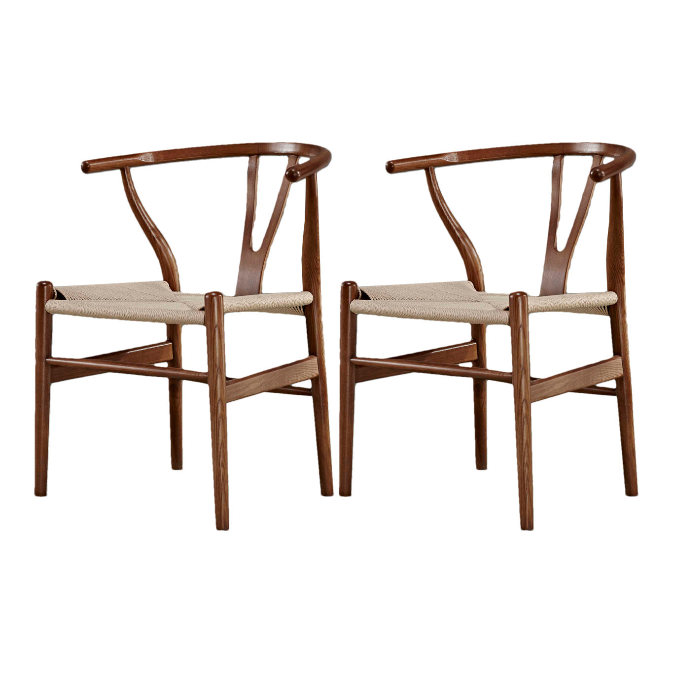 Contemporary Home Wood Arm Chair Natural Wishbone Dining Chair (Set of 2) Beige Clearhalo ' kitchen&dining_furn' 'Dining Chairs' 'Dining Tables & Seating' 'dining_chair' 'furn' 'furn_dining_chair' 'Furniture' 'furniture_dining_chair' 'Kitchen & Dining Furniture' 'kitchen' 4343277