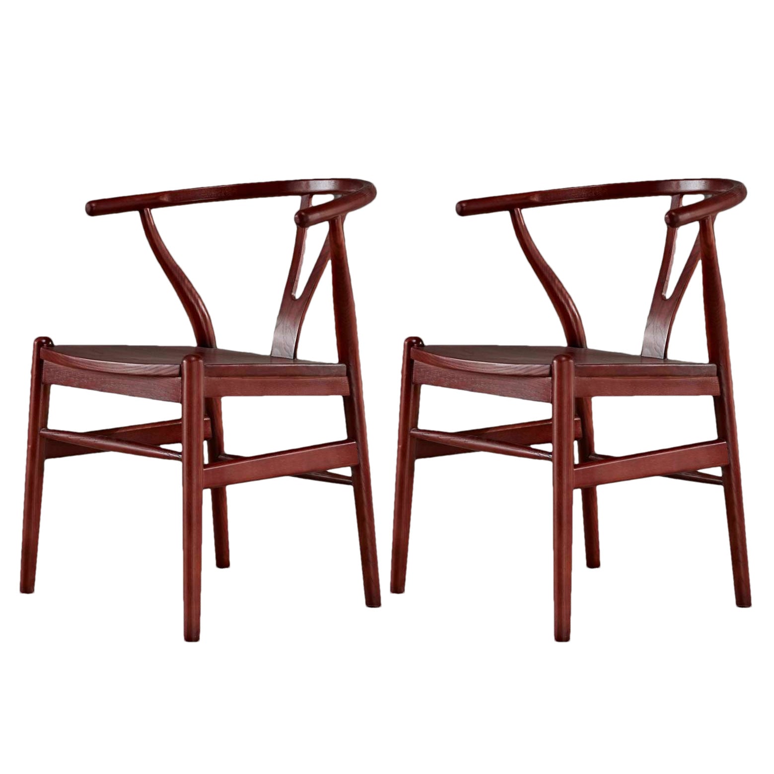 Contemporary Home Wood Arm Chair Natural Wishbone Dining Chair (Set of 2) Burgundy Clearhalo ' kitchen&dining_furn' 'Dining Chairs' 'Dining Tables & Seating' 'dining_chair' 'furn' 'furn_dining_chair' 'Furniture' 'furniture_dining_chair' 'Kitchen & Dining Furniture' 'kitchen' 4343280