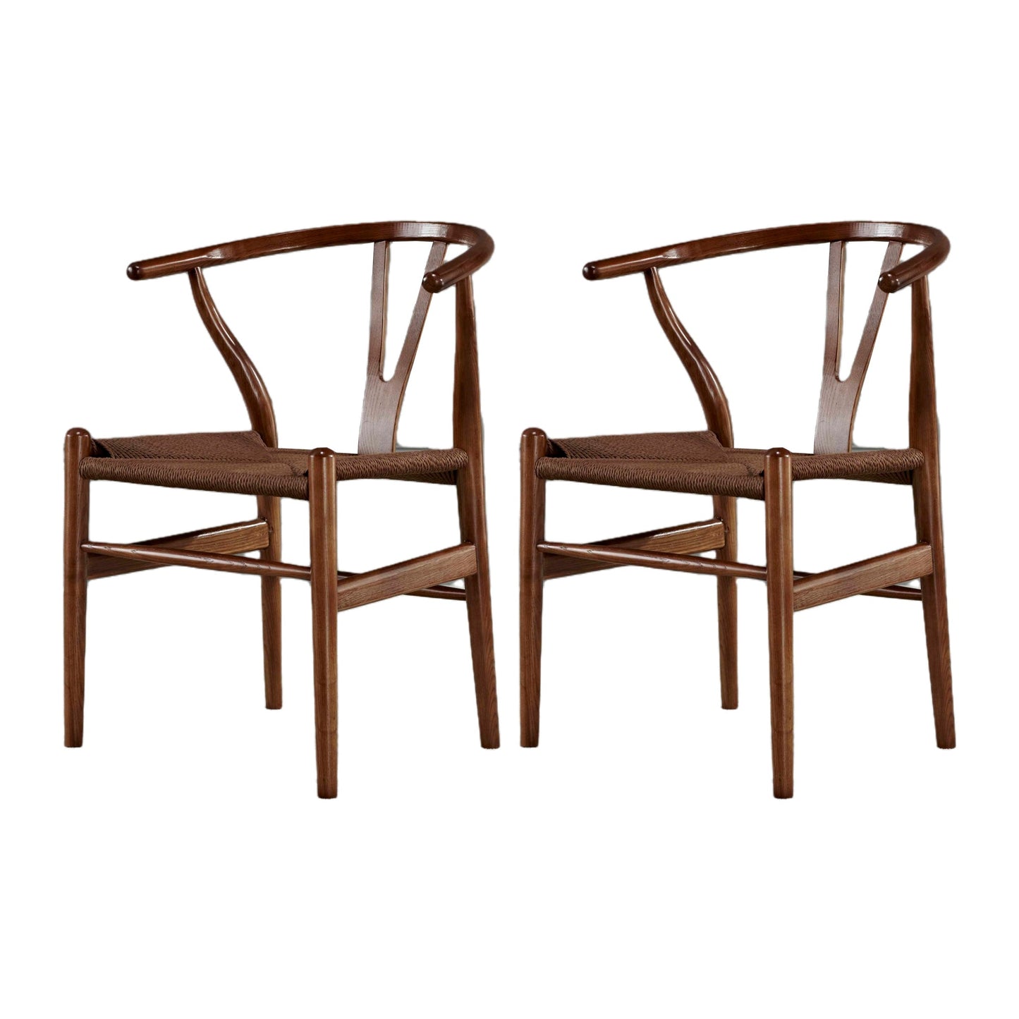 Contemporary Home Wood Arm Chair Natural Wishbone Dining Chair (Set of 2) Dark Brown Clearhalo ' kitchen&dining_furn' 'Dining Chairs' 'Dining Tables & Seating' 'dining_chair' 'furn' 'furn_dining_chair' 'Furniture' 'furniture_dining_chair' 'Kitchen & Dining Furniture' 'kitchen' 4343281