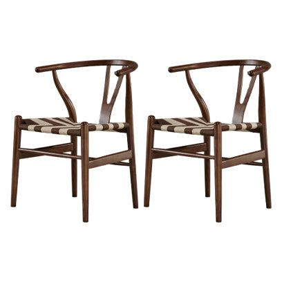 Contemporary Home Wood Arm Chair Natural Wishbone Dining Chair (Set of 2) White-Brown Clearhalo ' kitchen&dining_furn' 'Dining Chairs' 'Dining Tables & Seating' 'dining_chair' 'furn' 'furn_dining_chair' 'Furniture' 'furniture_dining_chair' 'Kitchen & Dining Furniture' 'kitchen' 4343284