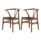 Contemporary Home Wood Arm Chair Natural Wishbone Dining Chair (Set of 2) Walnut Clearhalo ' kitchen&dining_furn' 'Dining Chairs' 'Dining Tables & Seating' 'dining_chair' 'furn' 'furn_dining_chair' 'Furniture' 'furniture_dining_chair' 'Kitchen & Dining Furniture' 'kitchen' 4343286